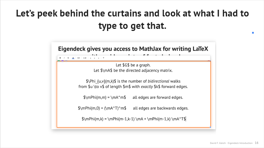 Slide 19 — a screenshot of the editor, annotated